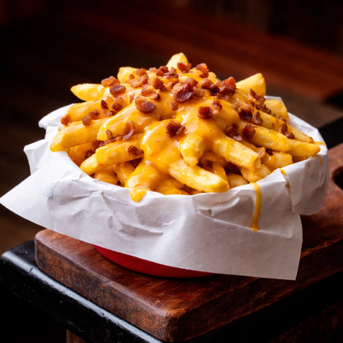 Fries with Melted Matured Cheddar Cheese with Bacon